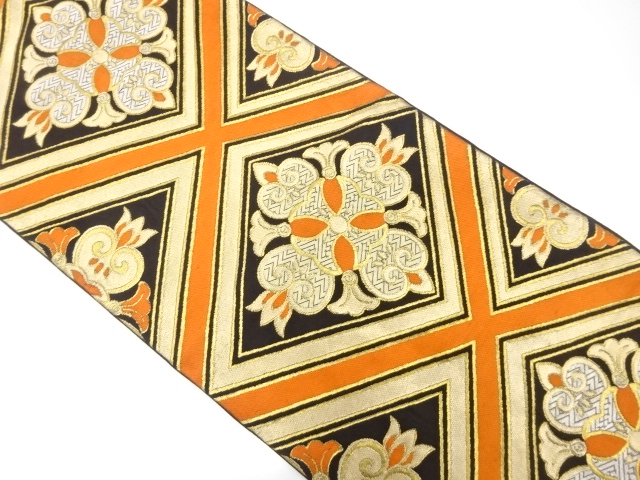 JAPANESE KIMONO / ANTIQUE FUKURO OBI / SILK / WOVEN ARABESQUE